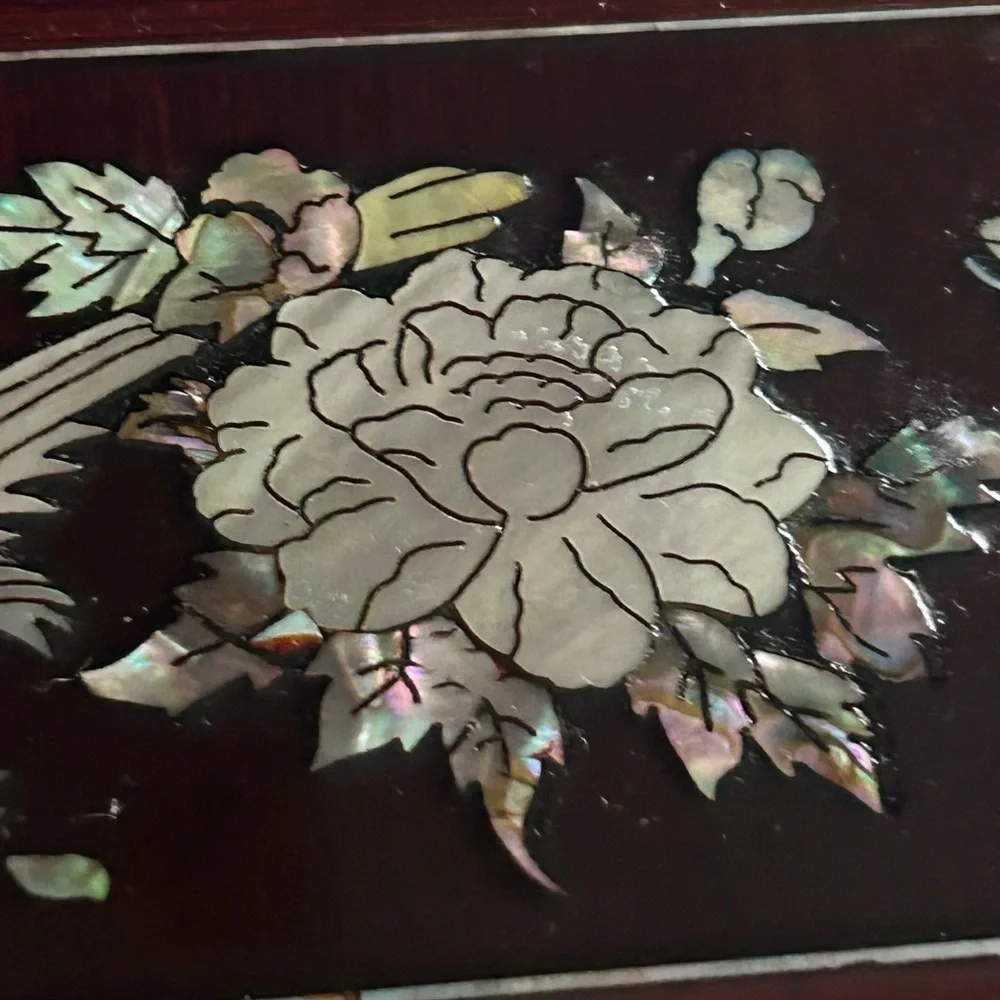 Vintage Inlaid MOP Wooden Jewelry Box